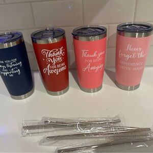 Set of Four Insulated Tumblers with Inspirational Quotes